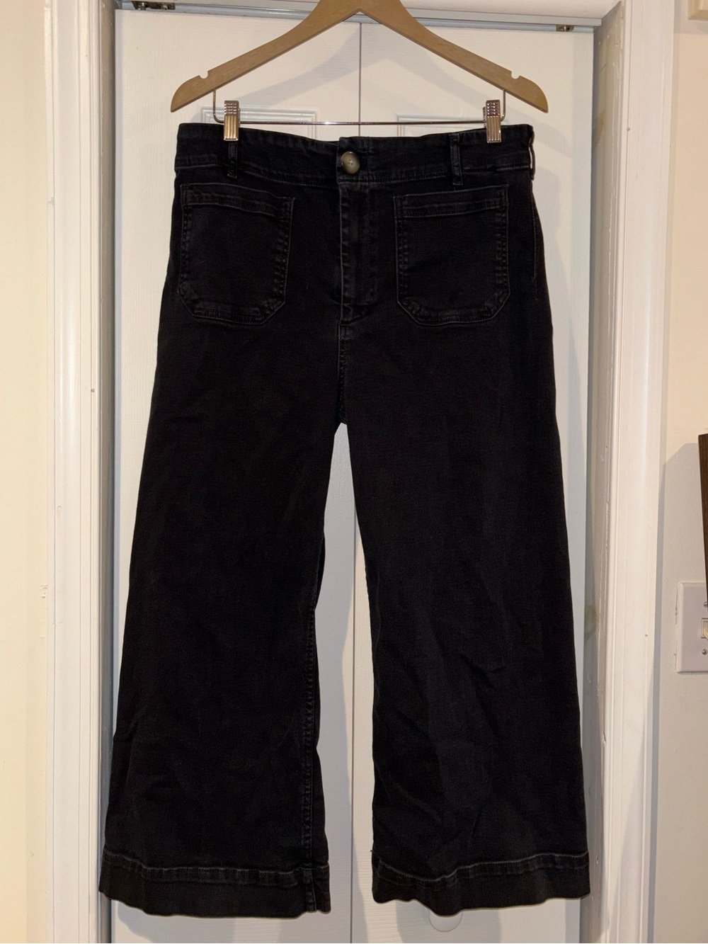 Maeve The Colette Cropped Wide Leg Jeans | washed black